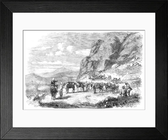 Framed Print : Punjaub Battery preparing to enter the Durwanzal Pass into the Koorum Valley, 1857. Creator: Unknown Framed Print : Punjaub Battery preparing to enter the Durwanzal Pass into the Koorum Valley, 1857. Creator: Unknown
