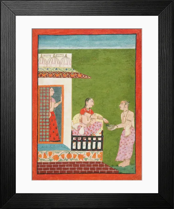 Framed Print : Punyaki Ragini, the Fourth Wife of Bhairava Raga, Folio from a Ragamala (Garland of Melodies), c1700 Creator: Unknown Framed Print : Punyaki Ragini, the Fourth Wife of Bhairava Raga, Folio from a Ragamala (Garland of Melodies), c1700 Creator: Unknown