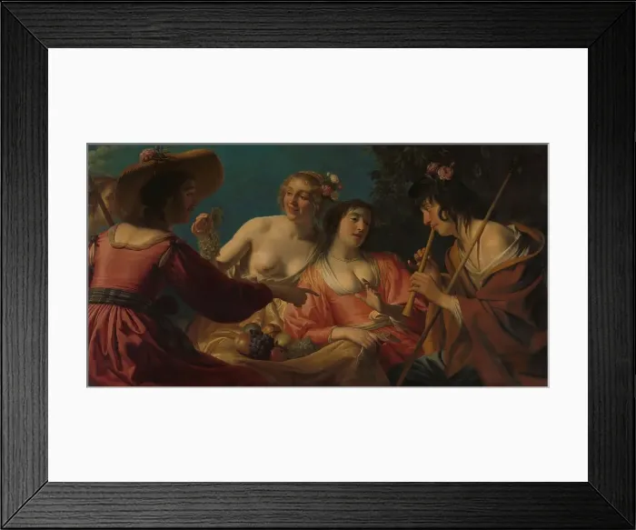 Framed Print : Shepherd Playing the Flute, and Four Shepherdesses, 1632. Creator: Gerrit van Honthorst Framed Print : Shepherd Playing the Flute, and Four Shepherdesses, 1632. Creator: Gerrit van Honthorst