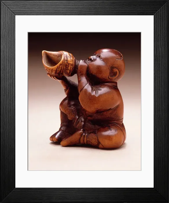 Framed Print : Boy Sounding Conch Shell, Mid-19th century. Creator: Shunkosai Chogetsu Framed Print : Boy Sounding Conch Shell, Mid-19th century. Creator: Shunkosai Chogetsu