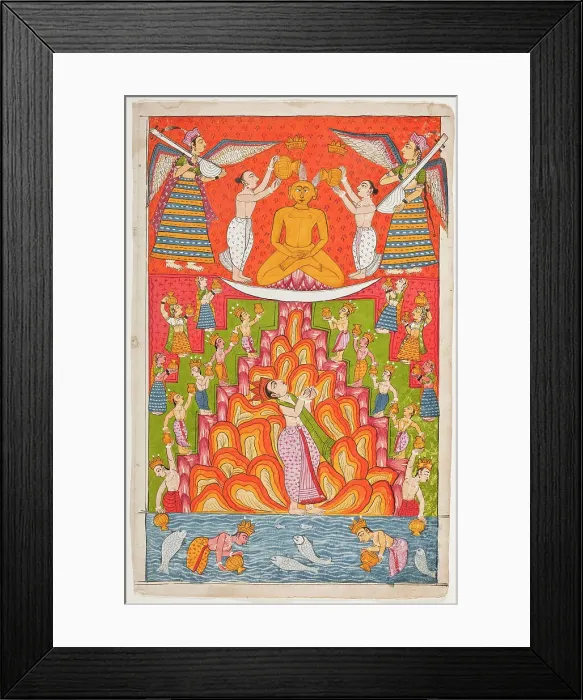 Framed Print : Lustration of a Jina Rishabhanatha (Adinatha), Folio from a Bhaktamara... between c1800 and c1825. Creator: Unknown Framed Print : Lustration of a Jina Rishabhanatha (Adinatha), Folio from a Bhaktamara... between c1800 and c1825. Creator: Unknown