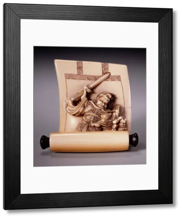 Framed Print : Painted Scroll Coming to Life: Shoki Attacking Demon, Mid-19th century. Creator: Shuosai Hidemasa II Framed Print : Painted Scroll Coming to Life: Shoki Attacking Demon, Mid-19th century. Creator: Shuosai Hidemasa II