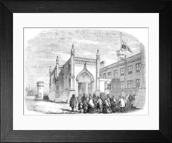 Framed Print : Funeral of the late Duke of Rutland: Tenantry going to the Lying-in-State, at Belvoir Castle, 1857. Creator: Unknown Framed Print : Funeral of the late Duke of Rutland: Tenantry going to the Lying-in-State, at Belvoir Castle, 1857. Creator: Unknown