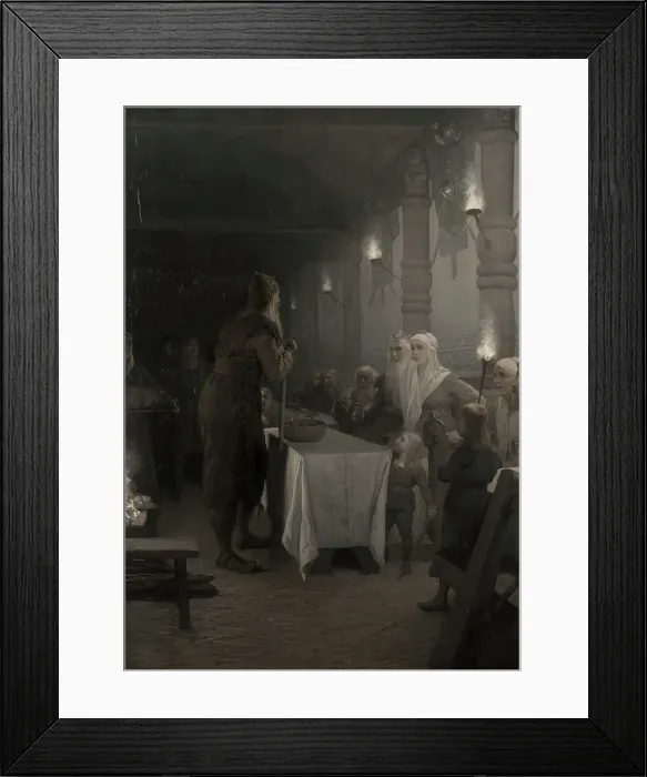 Framed Print : Frithiof comes to King Ring (from Frithiof's saga), 1880s. Creator: Johan August Malmström Framed Print : Frithiof comes to King Ring (from Frithiof's saga), 1880s. Creator: Johan August Malmström