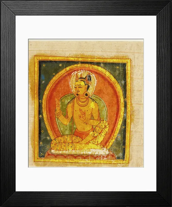 Framed Print : A Buddha (left); Crowned Deity (right); Folio from a Buddhist Manuscript, c13th century. Creator: Unknown Framed Print : A Buddha (left); Crowned Deity (right); Folio from a Buddhist Manuscript, c13th century. Creator: Unknown
