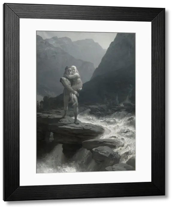 Framed Print : Frithiof and Ingeborg (from Frithiof's saga), 1880s. Creator: Johan August Malmström Framed Print : Frithiof and Ingeborg (from Frithiof's saga), 1880s. Creator: Johan August Malmström
