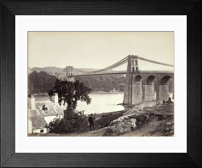 Framed Print : Bangor, Suspension Bridge, From Anglesey (254), Printed 1860 circa. Creator: Francis Bedford Framed Print : Bangor, Suspension Bridge, From Anglesey (254), Printed 1860 circa. Creator: Francis Bedford