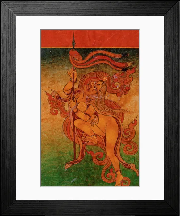 Framed Print : Yellow Yami (?) with Spear, Nyingmapa Buddhist or Bon Ritual Card, 18th-19th century. Creator: Unknown Framed Print : Yellow Yami (?) with Spear, Nyingmapa Buddhist or Bon Ritual Card, 18th-19th century. Creator: Unknown