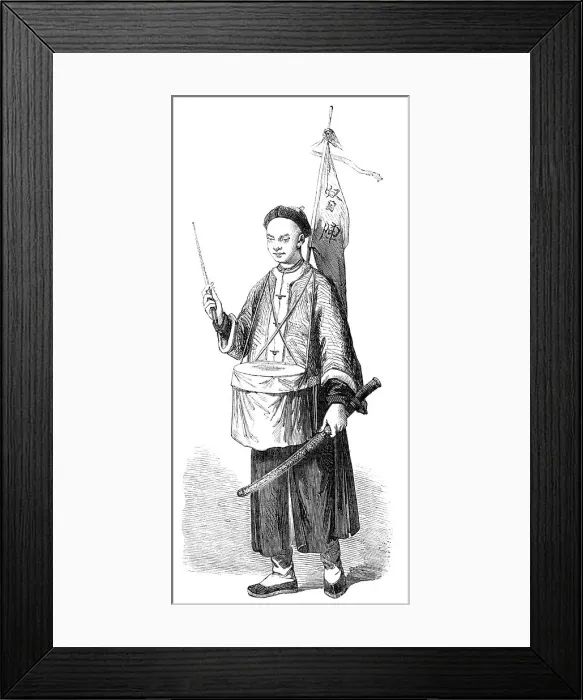 Framed Print : Chinese Military Standard-bearer - from a drawing by a Chinese artist, 1857. Creator: Unknown Framed Print : Chinese Military Standard-bearer - from a drawing by a Chinese artist, 1857. Creator: Unknown