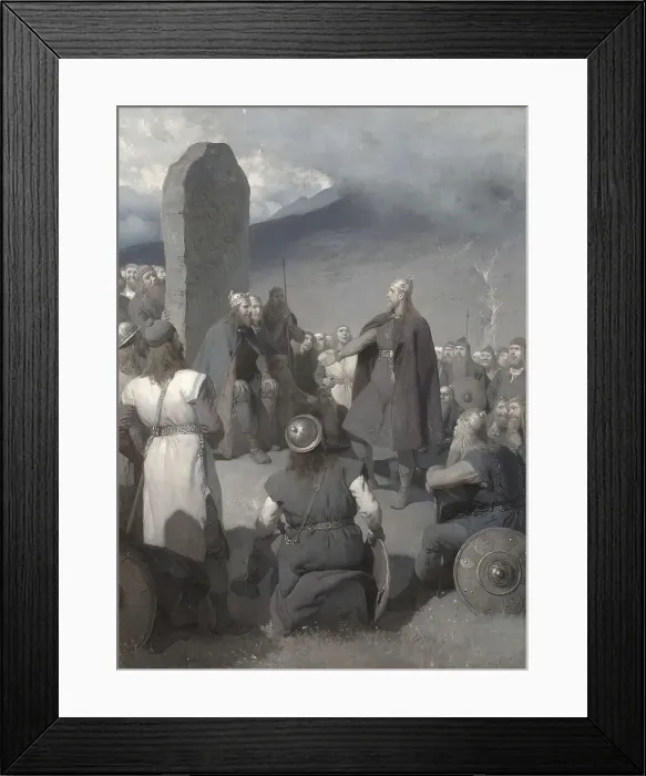 Framed Print : Frithiof's courtship (from Frithiof's saga), 1880s. Creator: Johan August Malmström Framed Print : Frithiof's courtship (from Frithiof's saga), 1880s. Creator: Johan August Malmström