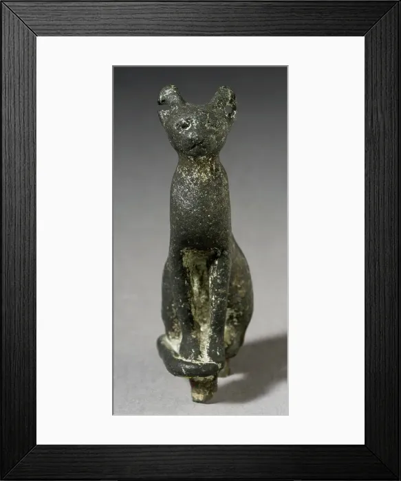 Framed Print : Upright Seated Cat Figurine, Late Period-Ptolemaic Period (711-30 BCE). Creator: Unknown Framed Print : Upright Seated Cat Figurine, Late Period-Ptolemaic Period (711-30 BCE). Creator: Unknown