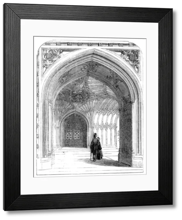 Framed Print : The New Houses of Parliament - the Peers Porch, 1857. Creator: Unknown Framed Print : The New Houses of Parliament - the Peers Porch, 1857. Creator: Unknown
