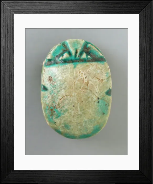 Framed Print : Faience Scarab Depicting a Human Figure (image 2 of 2), Perhaps 12th-16th Dynasty (1991-1600 BCE). Creator: Unknown Framed Print : Faience Scarab Depicting a Human Figure (image 2 of 2), Perhaps 12th-16th Dynasty (1991-1600 BCE). Creator: Unknown