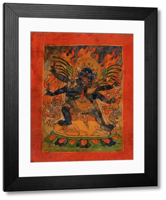 Framed Print : Vajrakumara (?) and Consort, Nyingmapa Buddhist or Bon Ritual Card, 18th-19th century. Creator: Unknown Framed Print : Vajrakumara (?) and Consort, Nyingmapa Buddhist or Bon Ritual Card, 18th-19th century. Creator: Unknown