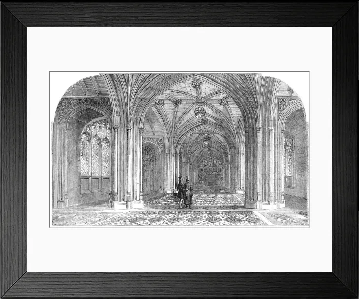 Framed Print : The New Houses of Parliament - the Peers Private Entrance, 1857. Creator: Unknown Framed Print : The New Houses of Parliament - the Peers Private Entrance, 1857. Creator: Unknown