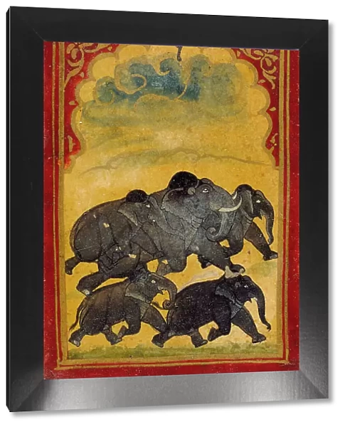Five Galloping Elephants, Number Six of the Gajpati (Lord of Elephants)... 19th century. Creator: Unknown