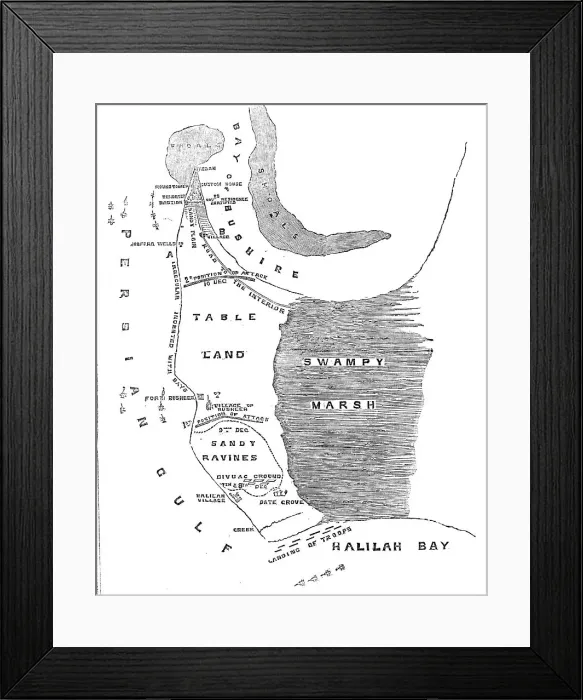 Framed Print : Plan of the Operations against Bushire, 1857. Creator: Unknown Framed Print : Plan of the Operations against Bushire, 1857. Creator: Unknown