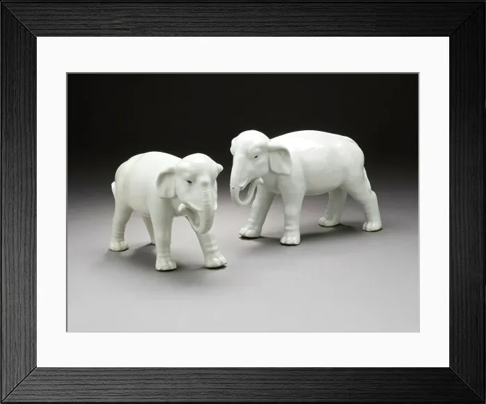 Framed Print : Pair of Okimono in the Form of Walking Elephants, 19th century. Creator: Unknown Framed Print : Pair of Okimono in the Form of Walking Elephants, 19th century. Creator: Unknown