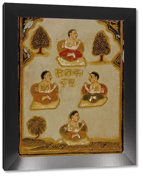 Four Monks, Number Four of the Sanaka (Ancient) Suit, Playing Card from a 32-Suit... c1800. Creator: Unknown