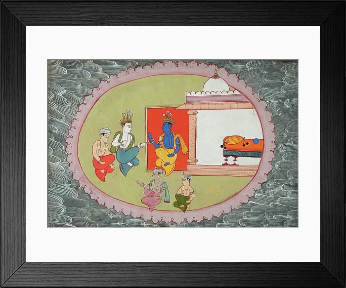 Framed Print : Krishna and Balarama Conversing, Folio from a Bhagavata Purana (Ancient Stories of the Lord), c1600. Creator: Unknown Framed Print : Krishna and Balarama Conversing, Folio from a Bhagavata Purana (Ancient Stories of the Lord), c1600. Creator: Unknown
