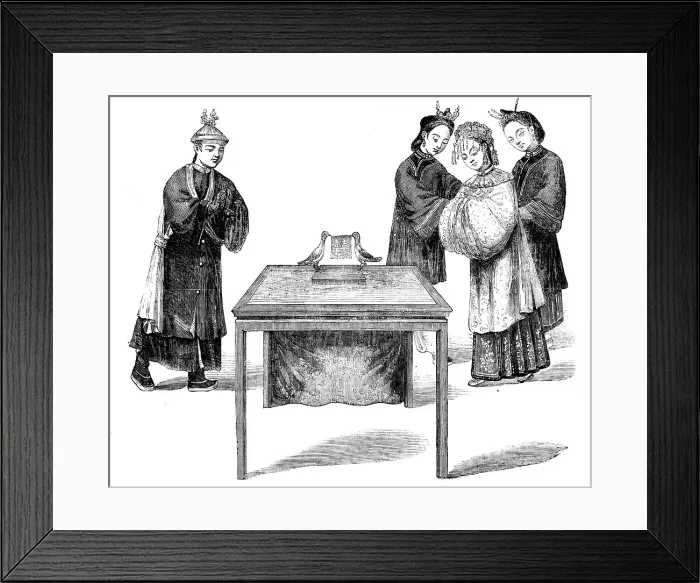 Framed Print : Form of a Treaty of Marriage in China - from a drawing by a Chinese artist, 1857. Creator: Unknown Framed Print : Form of a Treaty of Marriage in China - from a drawing by a Chinese artist, 1857. Creator: Unknown