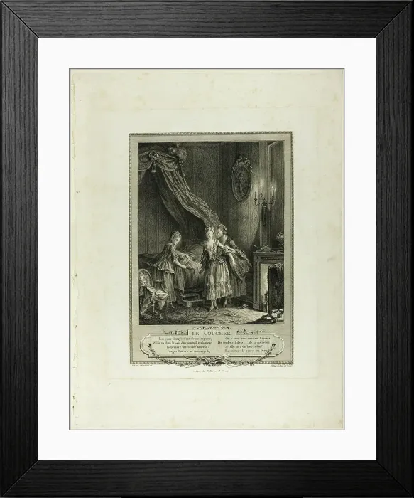 Framed Print : Going to Bed, from Monument du Costume Physique et Moral de la fin du Dix-huitième siècle, 1774. Creator: Antoine Jean Duclos Framed Print : Going to Bed, from Monument du Costume Physique et Moral de la fin du Dix-huitième siècle, 1774. Creator: Antoine Jean Duclos