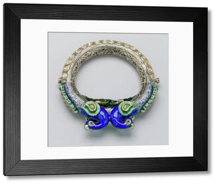 Framed Print : Pair of Bracelets with Peacocks, 19th century. Creator: Unknown Framed Print : Pair of Bracelets with Peacocks, 19th century. Creator: Unknown