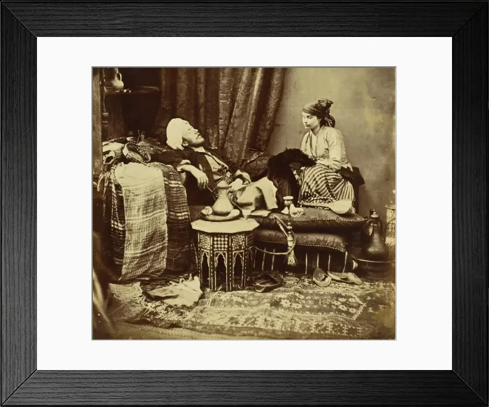 Framed Print : Untitled (Gentleman In Eastern Costume With Nubian Model), 1858. Creator: Roger Fenton Framed Print : Untitled (Gentleman In Eastern Costume With Nubian Model), 1858. Creator: Roger Fenton