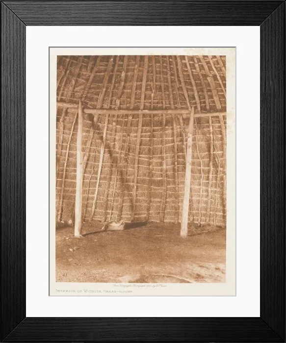 Framed Print : Interior of Wichita grass-house, 1927. Creator: Edward Sheriff Curtis Framed Print : Interior of Wichita grass-house, 1927. Creator: Edward Sheriff Curtis
