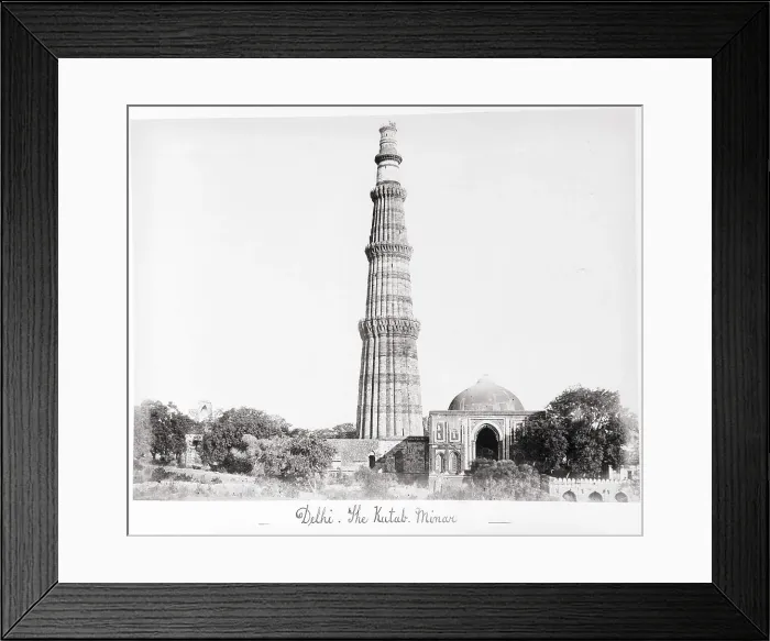 Framed Print : Delhi, The Kutab Minar, Late 1860s. Creator: Samuel Bourne Framed Print : Delhi, The Kutab Minar, Late 1860s. Creator: Samuel Bourne