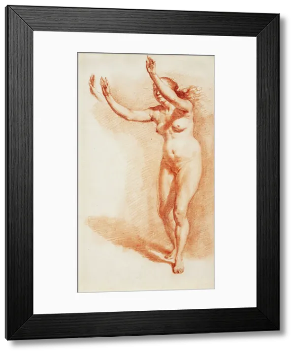 Framed Print : Standing Nude Woman with Upraised Arms, between circa 1665 and circa 1670. Creator: Adriaen van de Velde Framed Print : Standing Nude Woman with Upraised Arms, between circa 1665 and circa 1670. Creator: Adriaen van de Velde