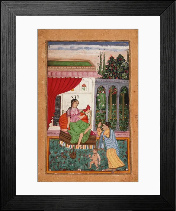 Framed Print : A European Woman and a Visitor, between c1700 and c1725. Creator: Unknown Framed Print : A European Woman and a Visitor, between c1700 and c1725. Creator: Unknown