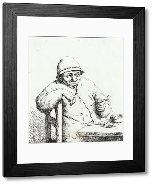 Framed Print : The Smoker Leaning on the Back of a Chair, c1672. Creator: Adriaen van Ostade Framed Print : The Smoker Leaning on the Back of a Chair, c1672. Creator: Adriaen van Ostade