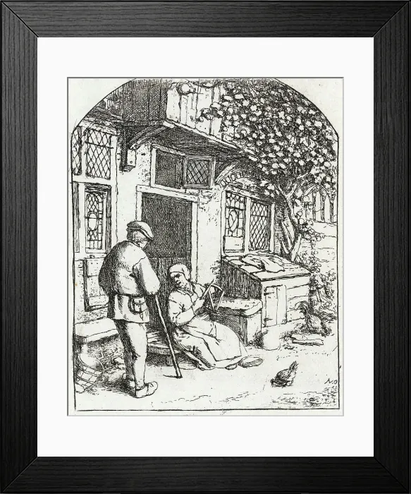 Framed Print : The Woman Winding Upon a Reel, c1684. Creator: Adriaen van Ostade Framed Print : The Woman Winding Upon a Reel, c1684. Creator: Adriaen van Ostade