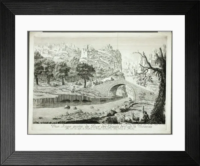 Framed Print : View of Part of the Pathway of the Giants of Vals in Vivarais, c. 1778. Creator: Arnault Éloi Gautier D'Agoty Framed Print : View of Part of the Pathway of the Giants of Vals in Vivarais, c. 1778. Creator: Arnault Éloi Gautier D'Agoty