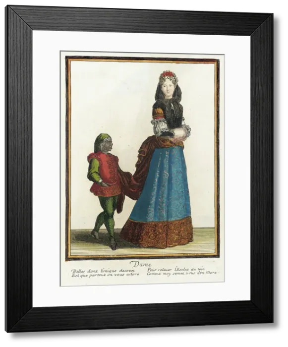 Framed Print : Recueil des modes de la cour de France, Dame, Bound 1703-1704. Creator: Henri Bonnart Framed Print : Recueil des modes de la cour de France, Dame, Bound 1703-1704. Creator: Henri Bonnart