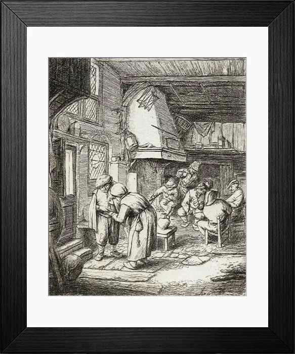 Framed Print : The Peasant Settling His Debt, c1646. Creator: Adriaen van Ostade Framed Print : The Peasant Settling His Debt, c1646. Creator: Adriaen van Ostade