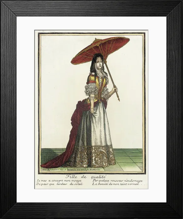 Framed Print : Recueil des modes de la cour de France, Fille de Qualité, Bound 1703-1704. Creator: Henri Bonnart Framed Print : Recueil des modes de la cour de France, Fille de Qualité, Bound 1703-1704. Creator: Henri Bonnart