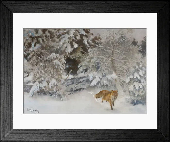 Framed Print : Fox in Winter Landscape, 1938. Creator: Bruno Liljefors Framed Print : Fox in Winter Landscape, 1938. Creator: Bruno Liljefors