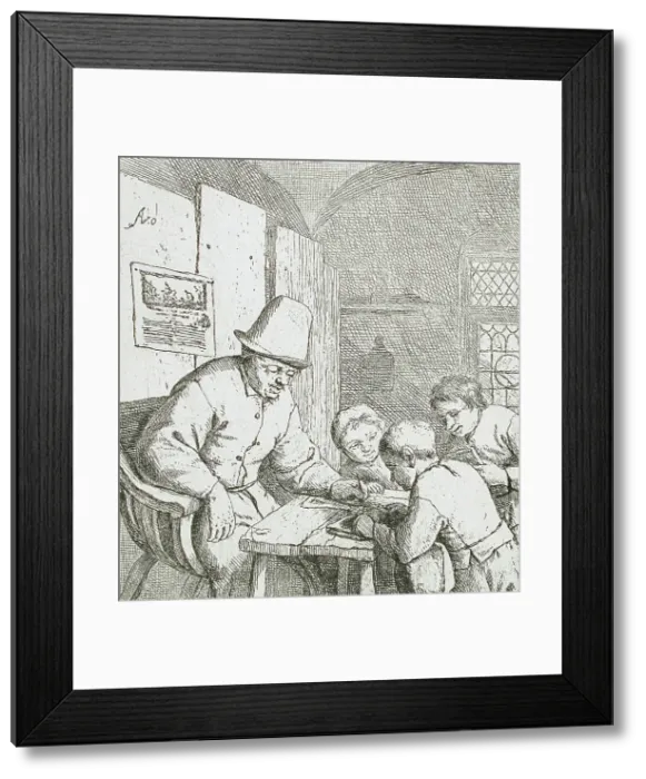 Framed Print : The Schoolmaster, c1644. Creator: Adriaen van Ostade Framed Print : The Schoolmaster, c1644. Creator: Adriaen van Ostade