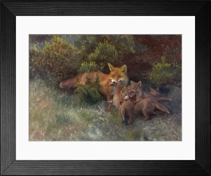 Framed Print : Fox with Cubs, 1912. Creator: Bruno Liljefors Framed Print : Fox with Cubs, 1912. Creator: Bruno Liljefors