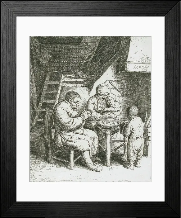 Framed Print : Saying Grace, 1653. Creator: Adriaen van Ostade Framed Print : Saying Grace, 1653. Creator: Adriaen van Ostade