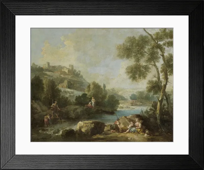Framed Print : Landscape with Figures, 1730-1770. Creator: Giuseppe Zais Framed Print : Landscape with Figures, 1730-1770. Creator: Giuseppe Zais