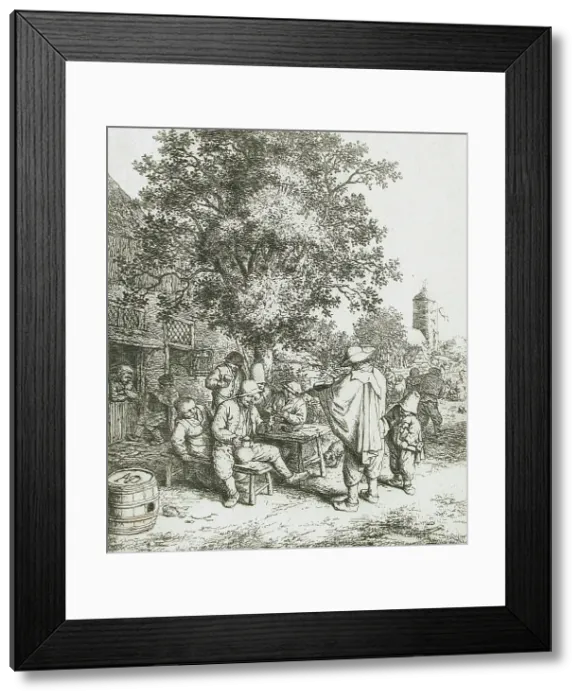 Framed Print : The Fiddler and the Hurdy-Gurdy Boy, c1660. Creator: Adriaen van Ostade