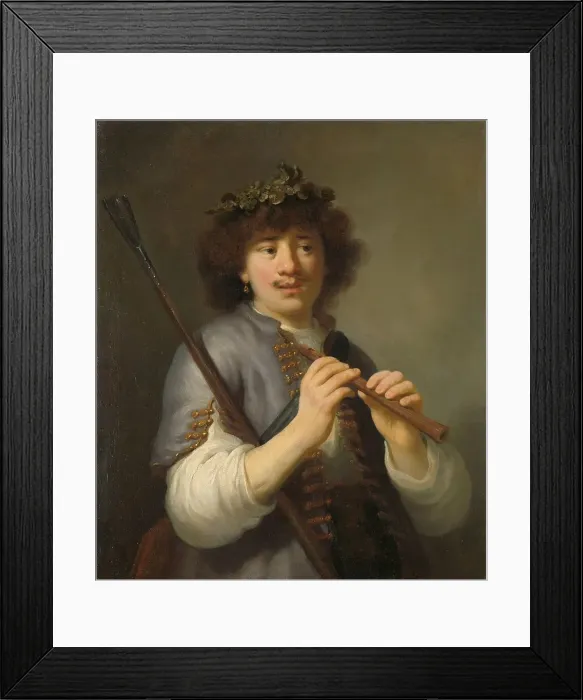 Framed Print : Rembrandt as a Shepherd with a Staff and Flute, c.1636. Creator: Govaert Flinck Framed Print : Rembrandt as a Shepherd with a Staff and Flute, c.1636. Creator: Govaert Flinck