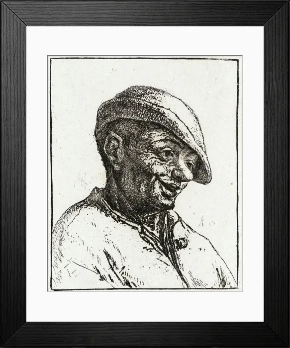 Framed Print : Bust of a Laughing Peasant, 1672. Creator: Adriaen van Ostade Framed Print : Bust of a Laughing Peasant, 1672. Creator: Adriaen van Ostade
