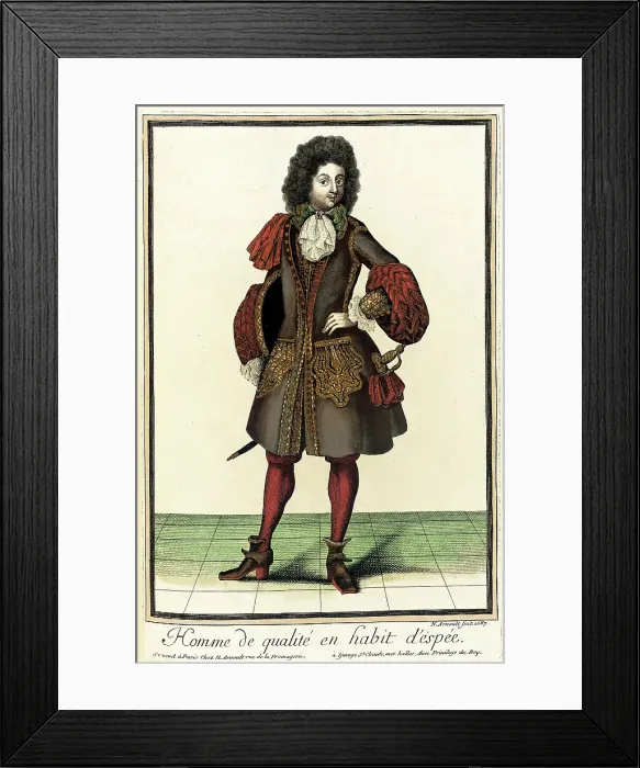 Framed Print : Recueil des modes de la cour de France, Homme de Qualité en Habit d'Éspée, 1687. Creator: Nicolas Arnoult Framed Print : Recueil des modes de la cour de France, Homme de Qualité en Habit d'Éspée, 1687. Creator: Nicolas Arnoult