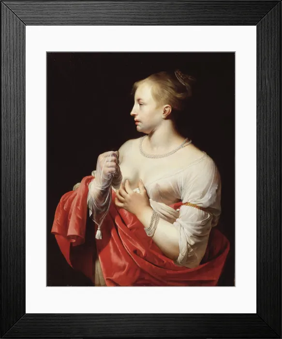 Framed Print : Female Figure, possibly Lucretia, mid 1650s. Creator: Caesar Boëtius van Everdingen Framed Print : Female Figure, possibly Lucretia, mid 1650s. Creator: Caesar Boëtius van Everdingen