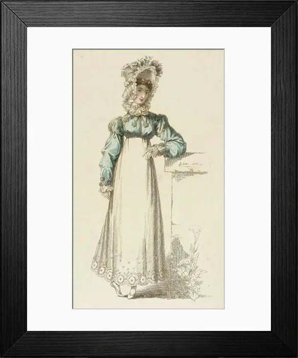 Framed Print : Fashion Plate (Promenade Dress), 1817. Creator: Rudolph Ackermann Framed Print : Fashion Plate (Promenade Dress), 1817. Creator: Rudolph Ackermann