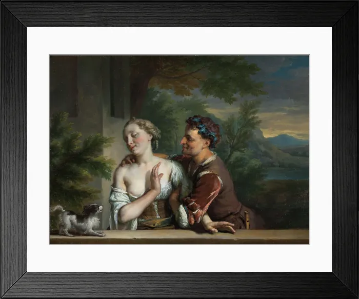 Framed Print : A Man Trying to embrace a Woman, mid-17th-early 18th century. Creator: Carel de Moor Framed Print : A Man Trying to embrace a Woman, mid-17th-early 18th century. Creator: Carel de Moor